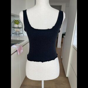 Urban Outfitters BDG Black Ribbed Tank Top Lettuce Hem Sleeveless XS